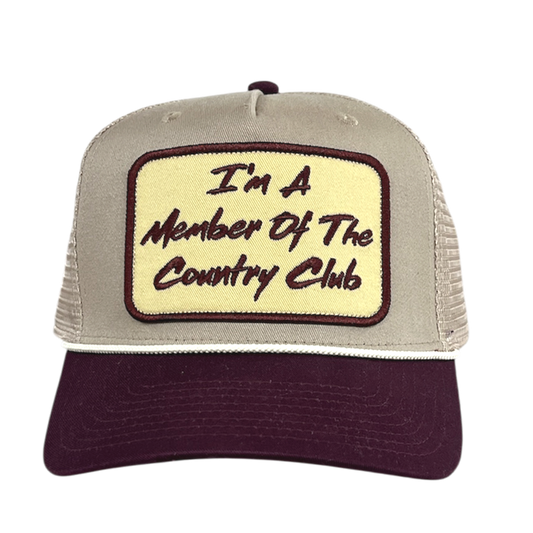Khaki and Maroon Country Club Ballcap
